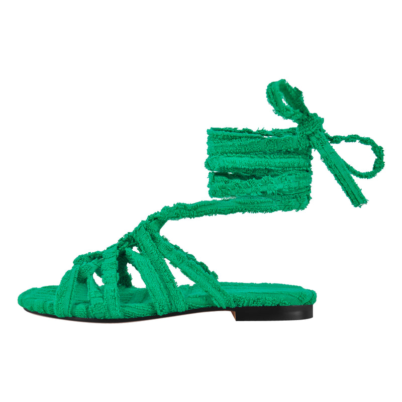 Gladiator Green Lace-up Strap Flats