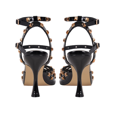 Pointed Toe Ankle Strap Rivet Pumps