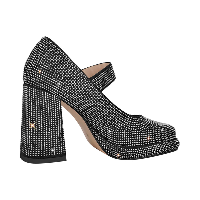 Rhinestone Square Toe Mary Jane Pumps