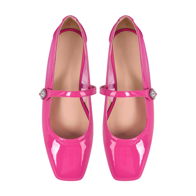 Patent Square Toe Mary Jane Flats