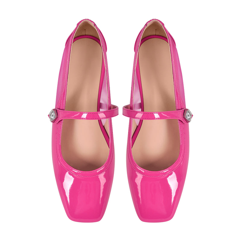 Patent Square Toe Mary Jane Flats