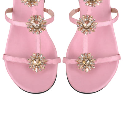 Pink Round Toe Ankle Strap Flats