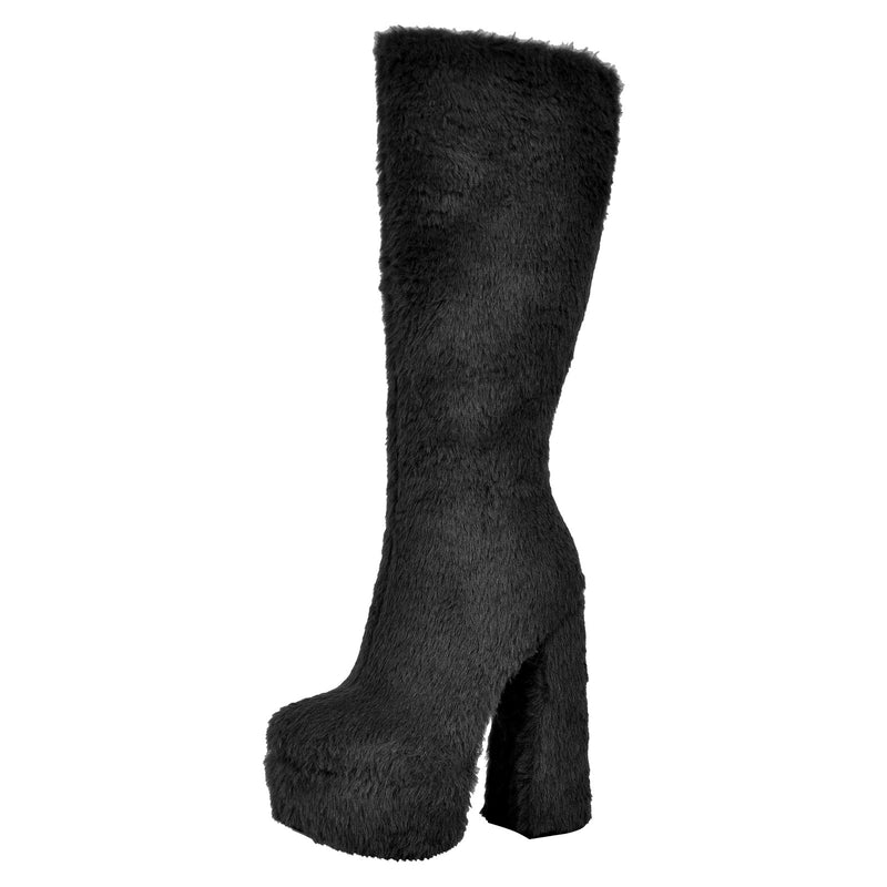 Pink Fur Platform High Heels Boots â Onlymaker