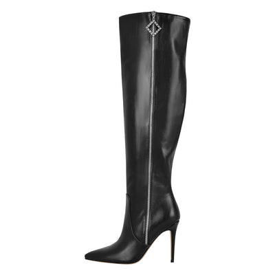 Pointed Toe Zipper Knee High Stilettos Boots