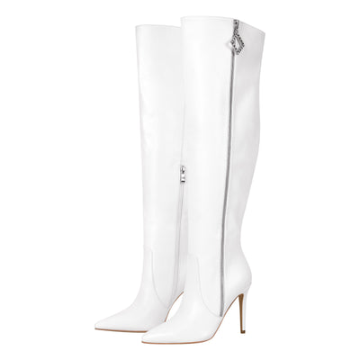 Pointed Toe Zipper Knee High Stilettos Boots