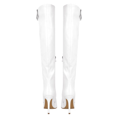 Pointed Toe Zipper Knee High Stilettos Boots