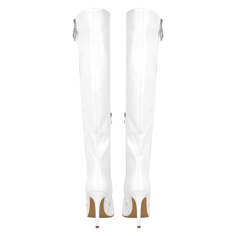 Pointed Toe Zipper Knee High Stilettos Boots