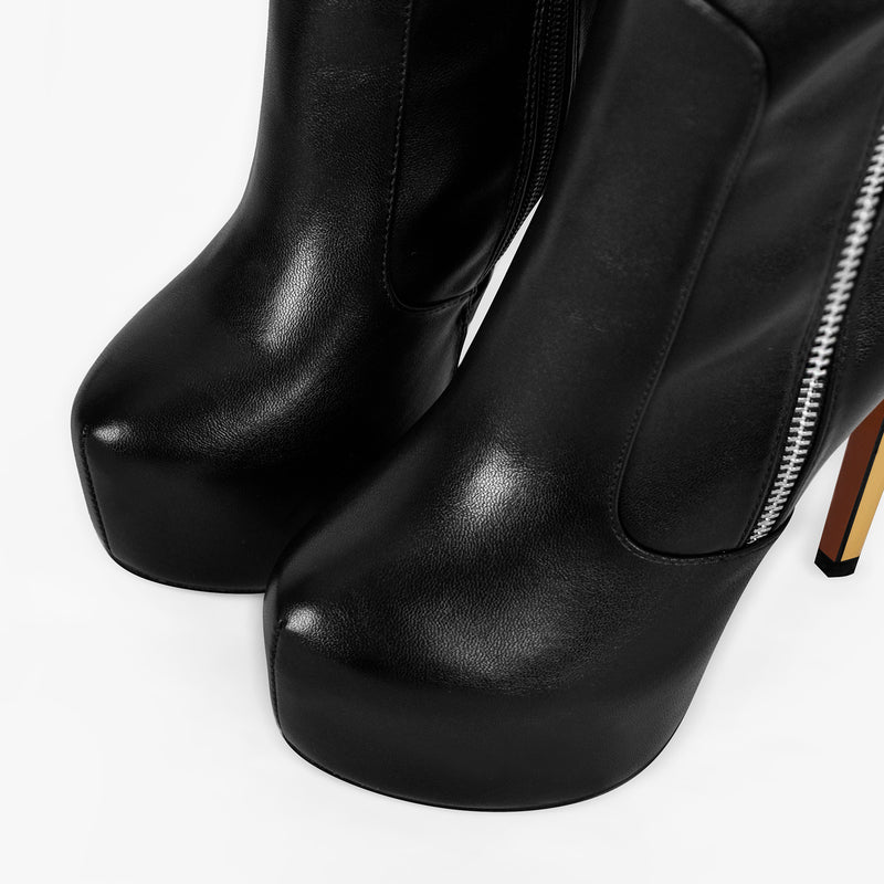 Black Side Zipper Stiletto Over The Knee Boots â Onlymaker