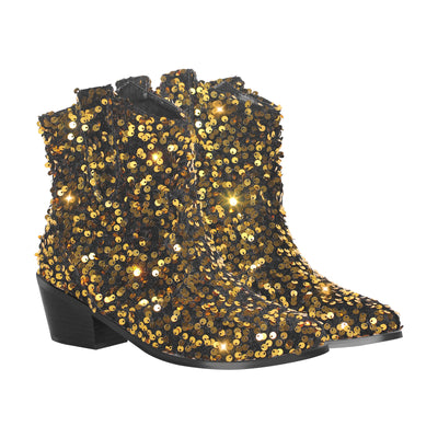 Sparkle Disk Sequins Round Toe Ankle Booties