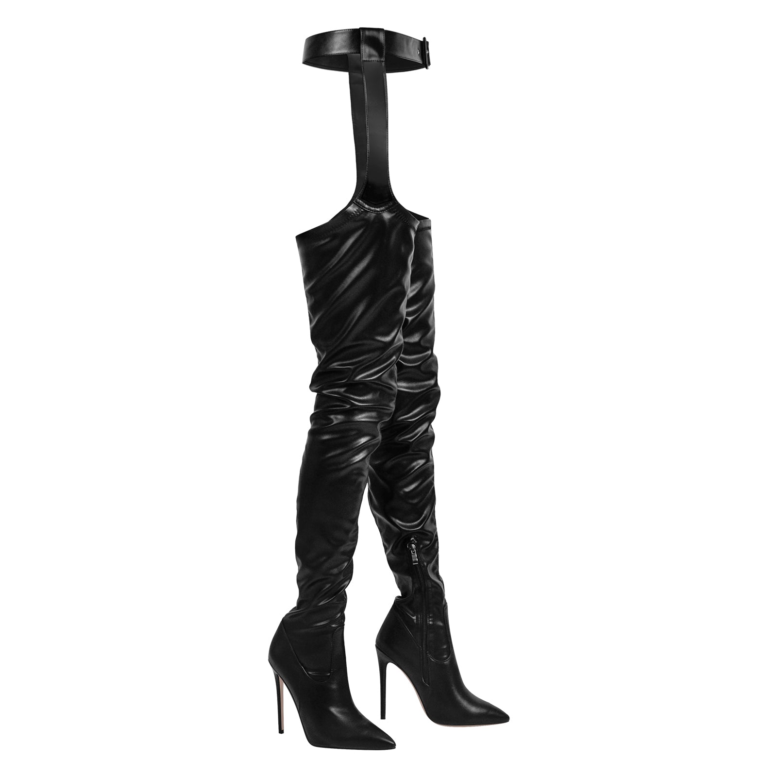 Black Pleated Stiletto Heeled Pant Boots – Onlymaker
