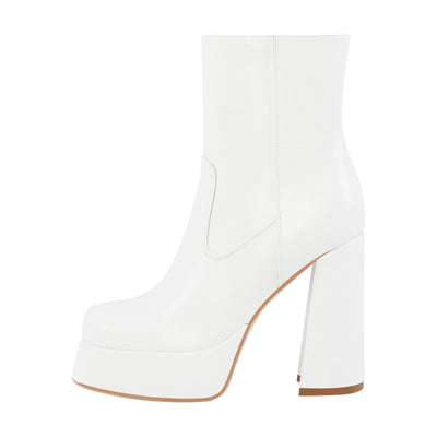 Platform Square Toe Chunky Heel Ankle Boots