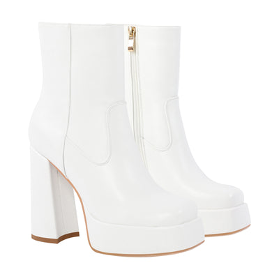 Platform Square Toe Chunky Heel Ankle Boots