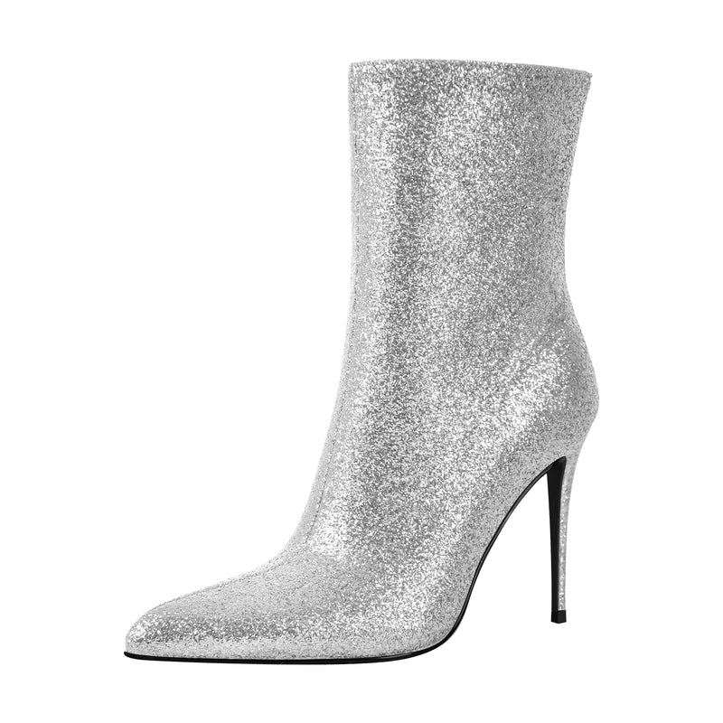 Pointed Toe Glitter Stilettos Ankle Boots