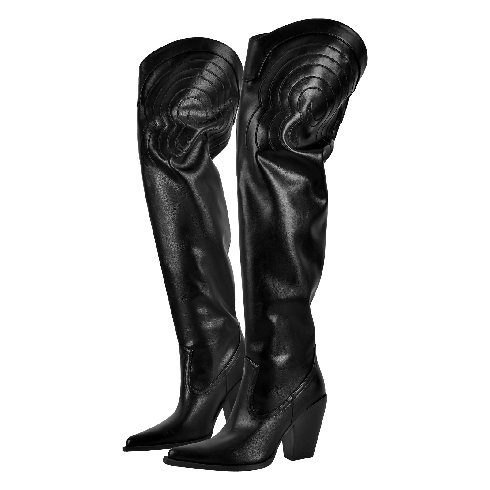 Chunky Heel Over The Knee Western Boots – Onlymaker