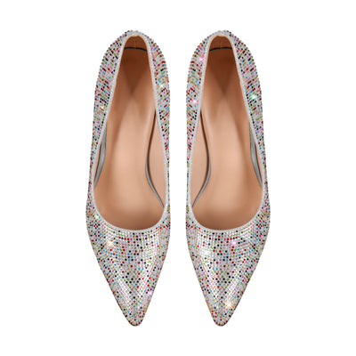 Rhinestone Pointed Toe Wedge Heel Pumps