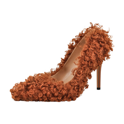 Fluffy Pointed Toe Stiletto High Heel Pumps
