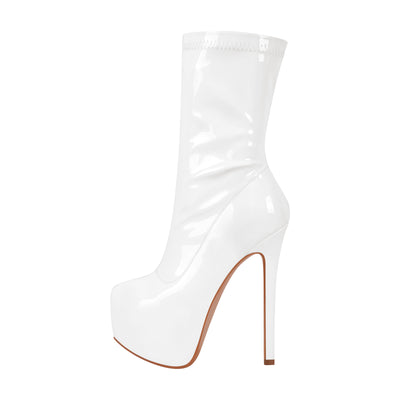 Patent Leather Platform Stiletto High Heel Ankle Boots
