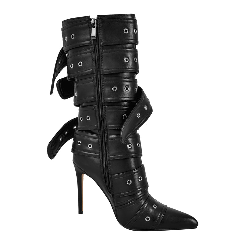 COLETER Women's Knee High Stiletto Boots - Pointed Toe, Buckle, Suede, Size 10
