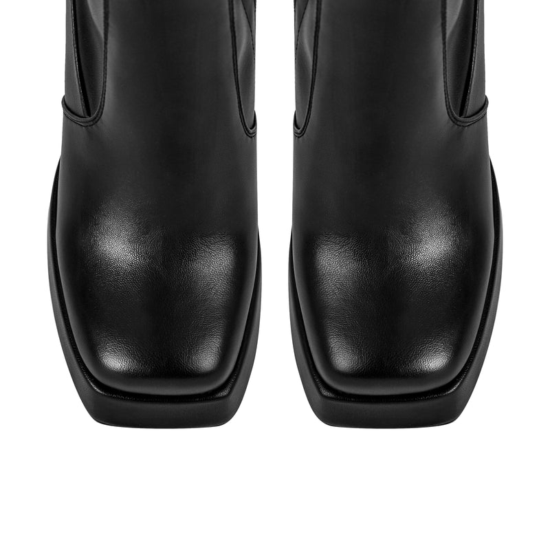 Square Toe Platform Chunky Heel Knee High Boots