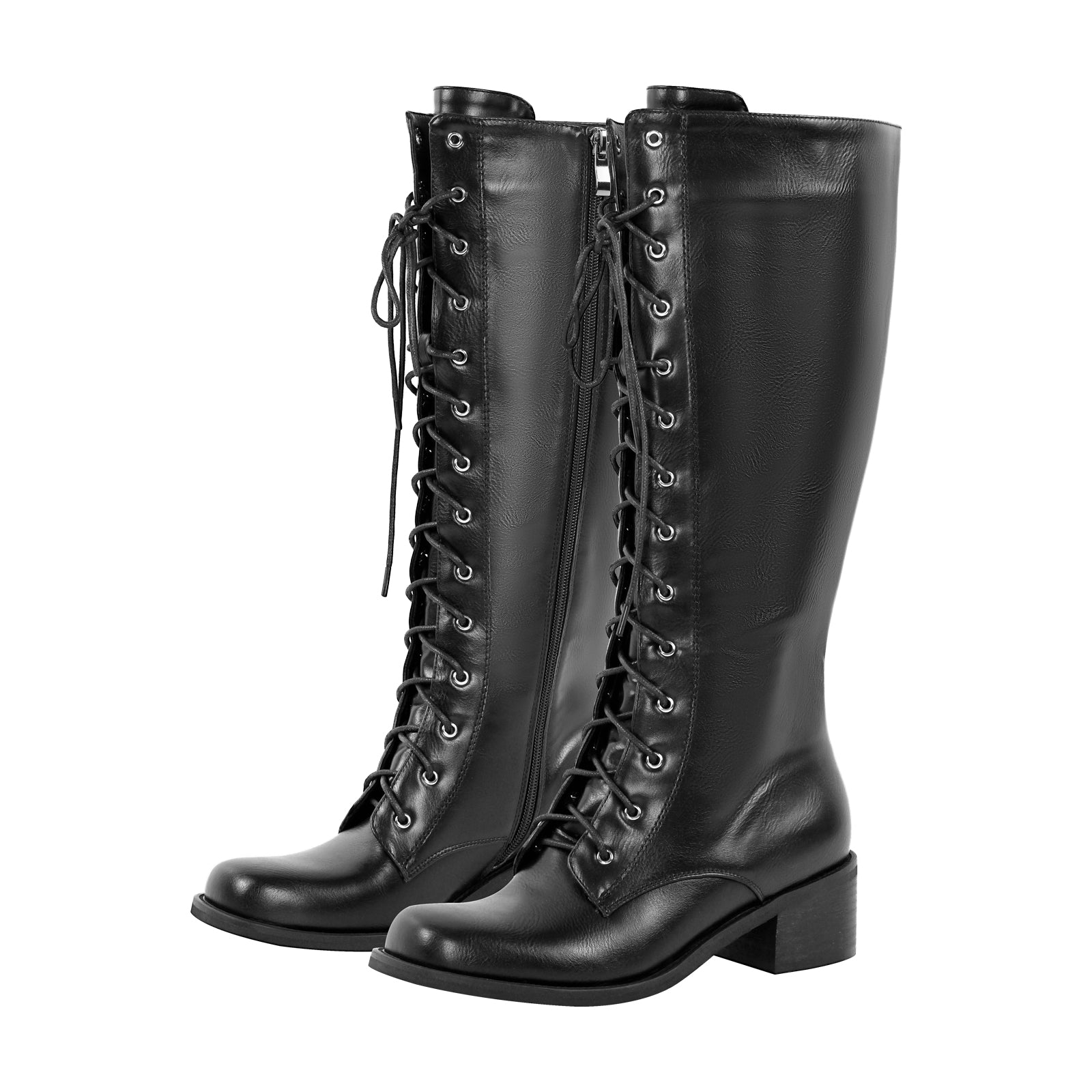 Matte Leather Lace-up Mid-calf Boots – Onlymaker