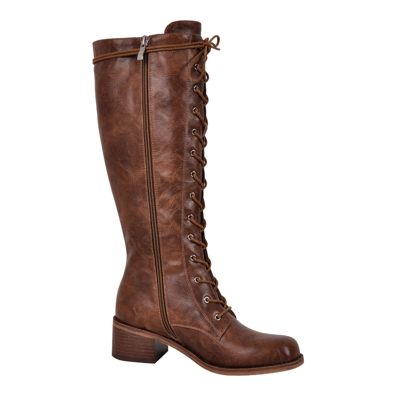 Matte Leather Lace-up Mid-calf Boots â Onlymaker
