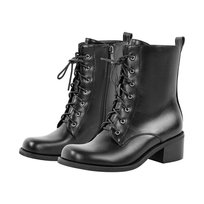 Square Toe Lace-up Ankle Boots