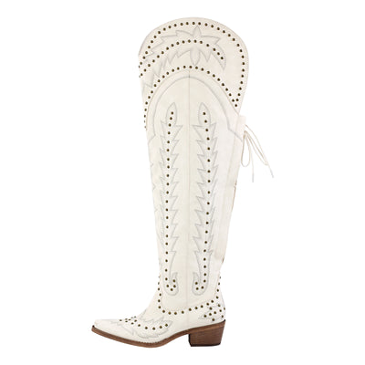 Studded Embroidered Over The Knee Western Boots