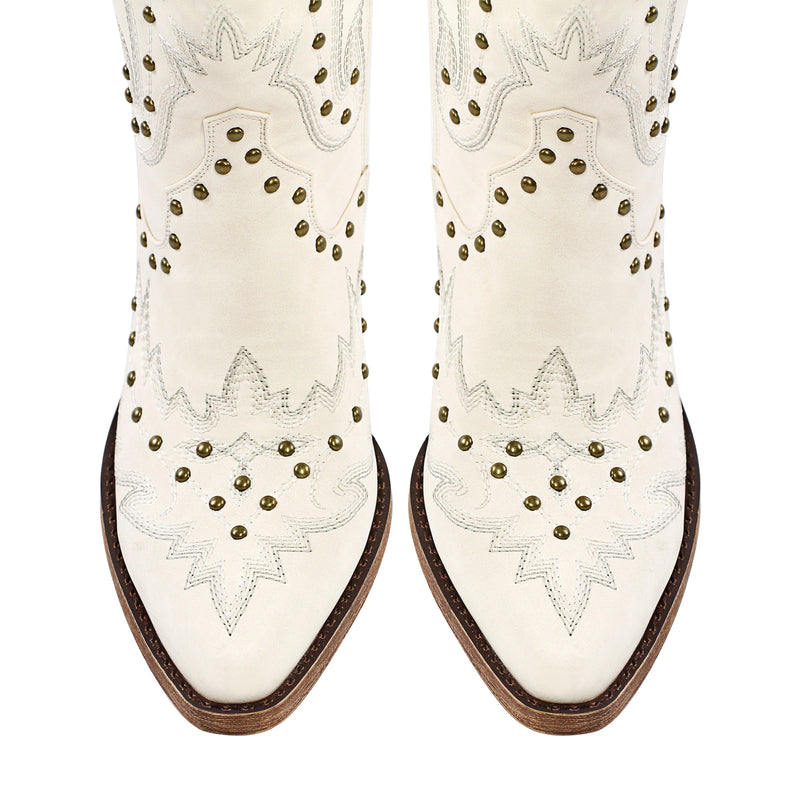 Studded Embroidered Over The Knee Western Boots