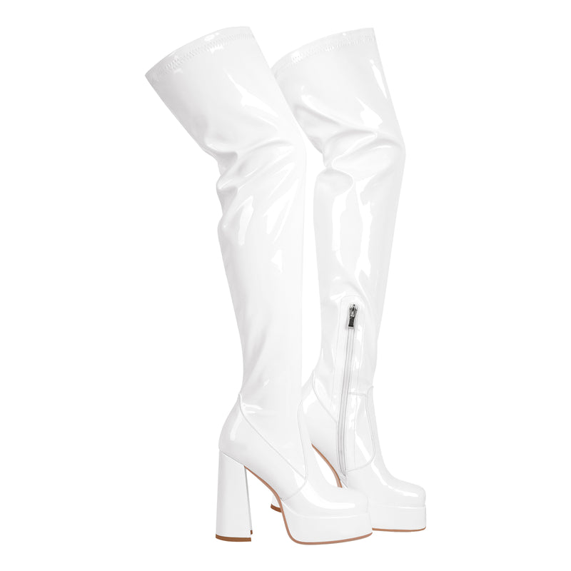 Square Toe Chunky Heels Platform Over The Knee Boots