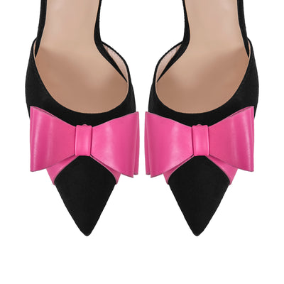 Pointed Toe Stiletto Slingback Bow Sandals