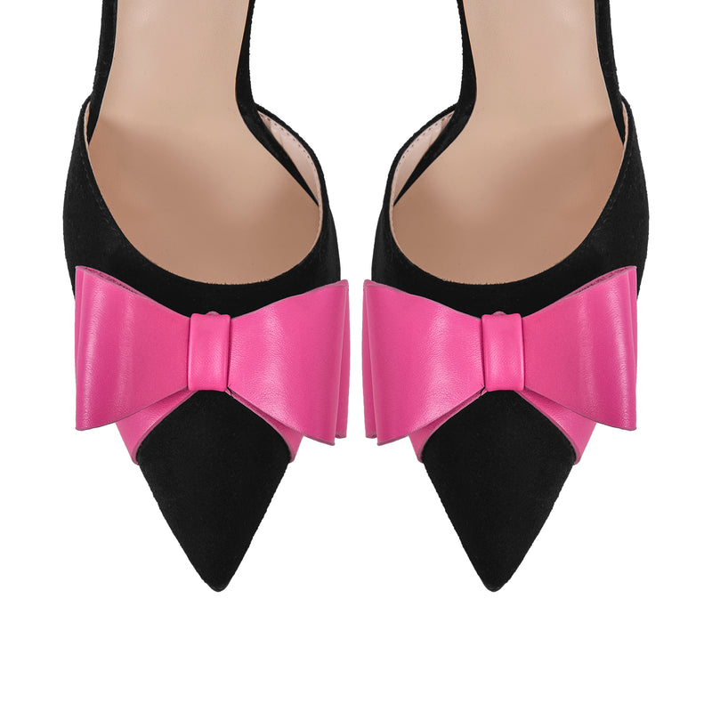 Pointed Toe Stiletto Slingback Bow Sandals