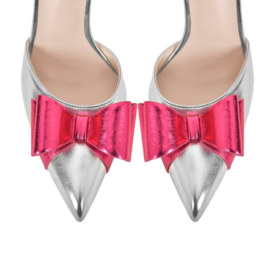 Pointed Toe Stiletto Slingback Bow Sandals