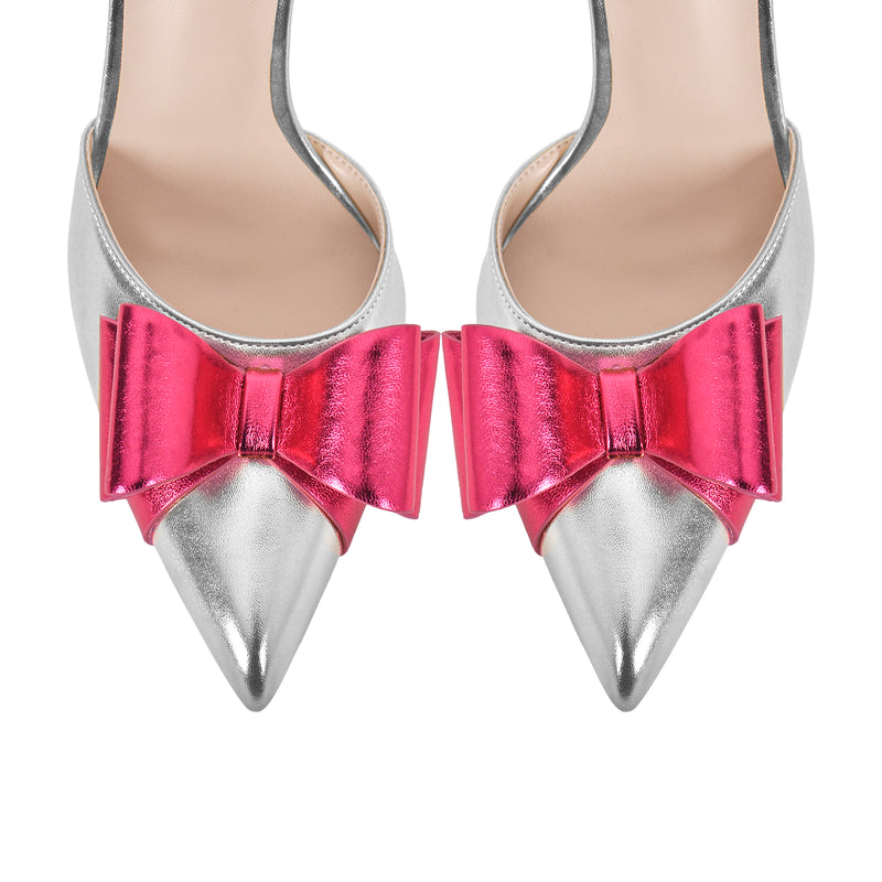 Pointed Toe Stiletto Slingback Bow Sandals