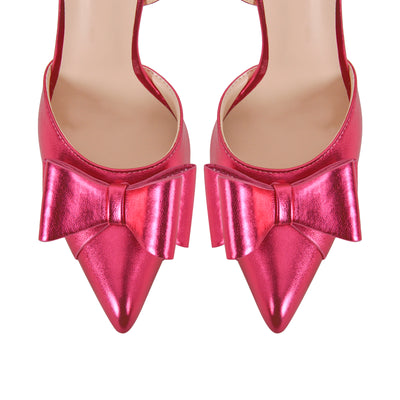 Pointed Toe Stiletto Slingback Bow Sandals