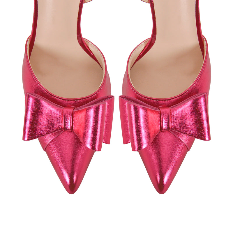 Pointed Toe Stiletto Slingback Bow Sandals