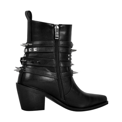Chunky Heel Rivet Buckle Ankle Boots