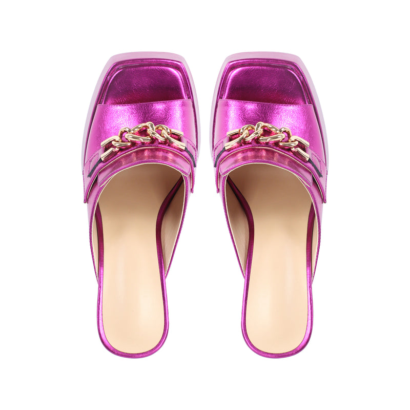 Open Toe Chunky Heel  Metal Chain Platform Sandals