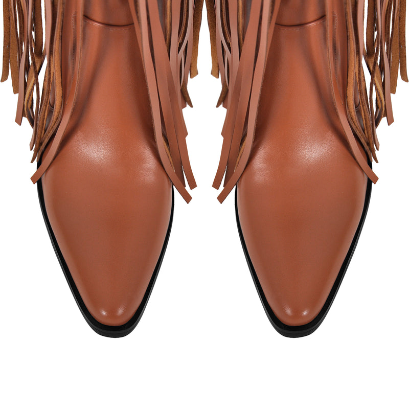 Chunky Heel Fringe Over The Knee Boots