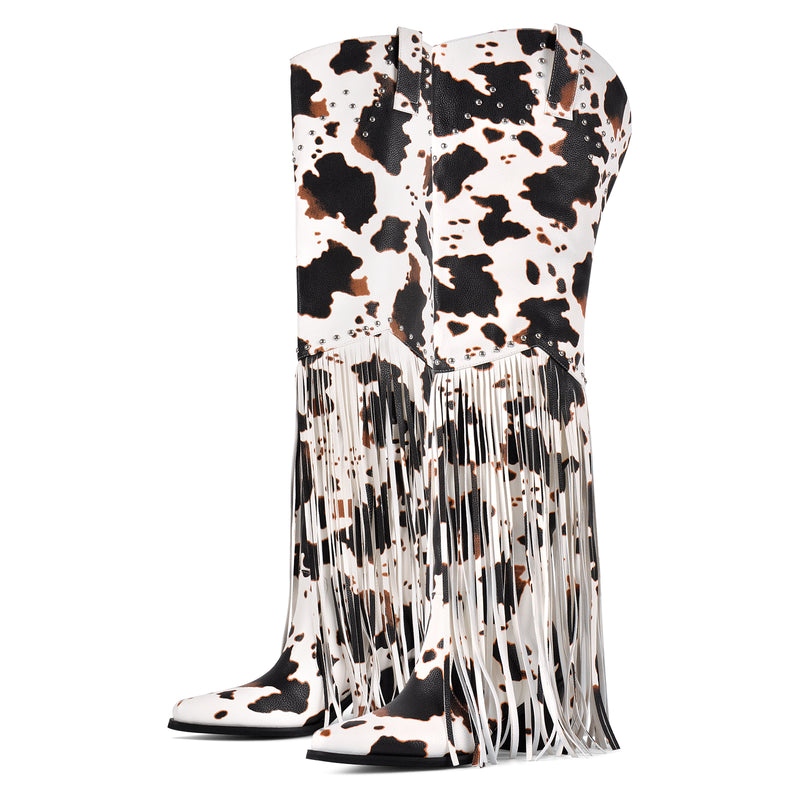Chunky Heel Fringe Over The Knee Boots
