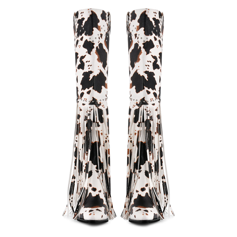 Chunky Heel Fringe Over The Knee Boots