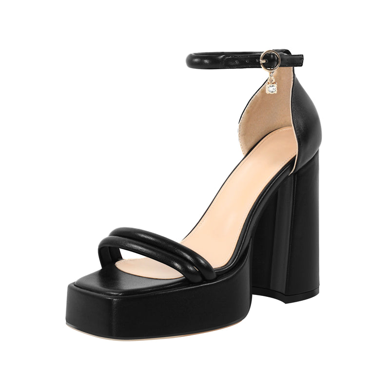 Open Toe Chunky Heel Ankle Strap Platform Sandals