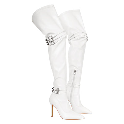 Pointed Toe Stiletto Buckle Over The Knee Boots