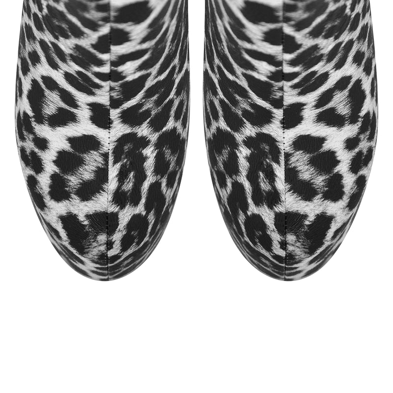 Leopard Platform Stiletto Ankle Boots