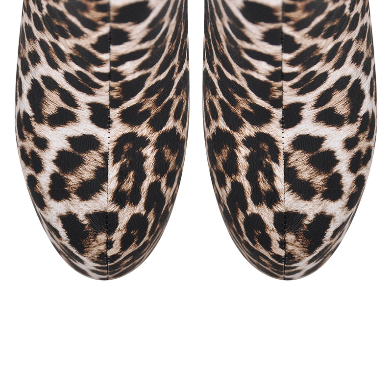 Leopard Platform Stiletto Ankle Boots