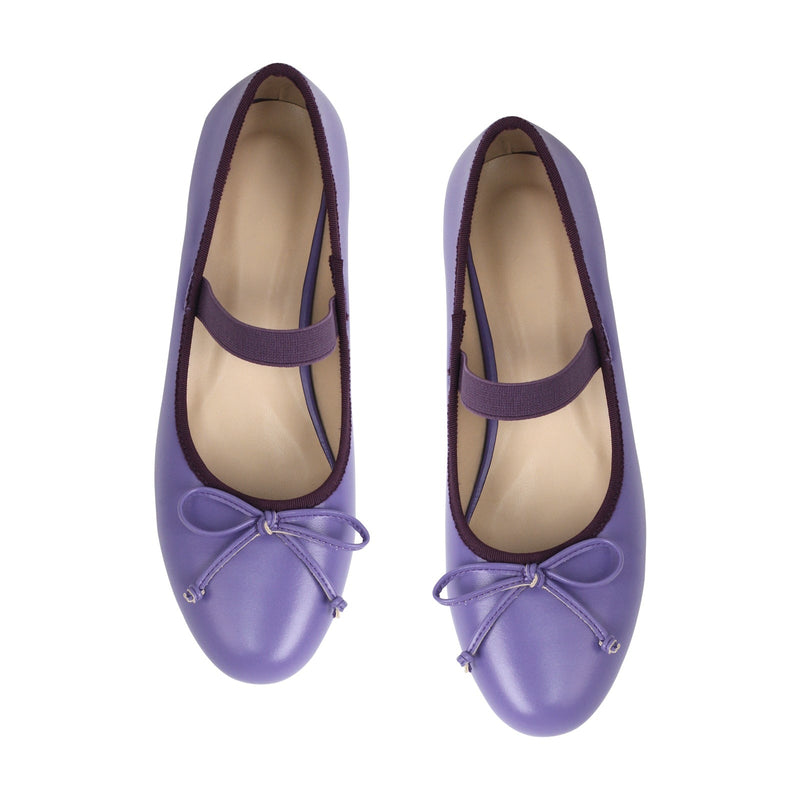 Purple Bow Round Toe Ballet Flats