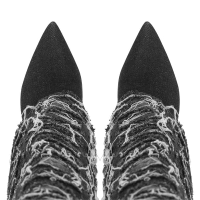 Pointed Toe Stiletto Fold Over Boots