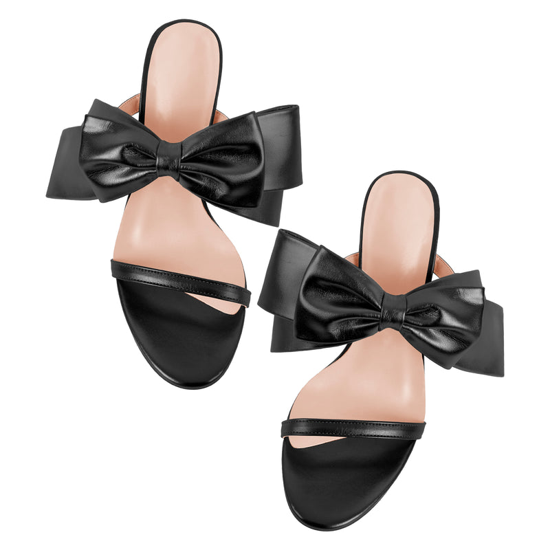 Open Toe Strap Bow Stiletto Sandals