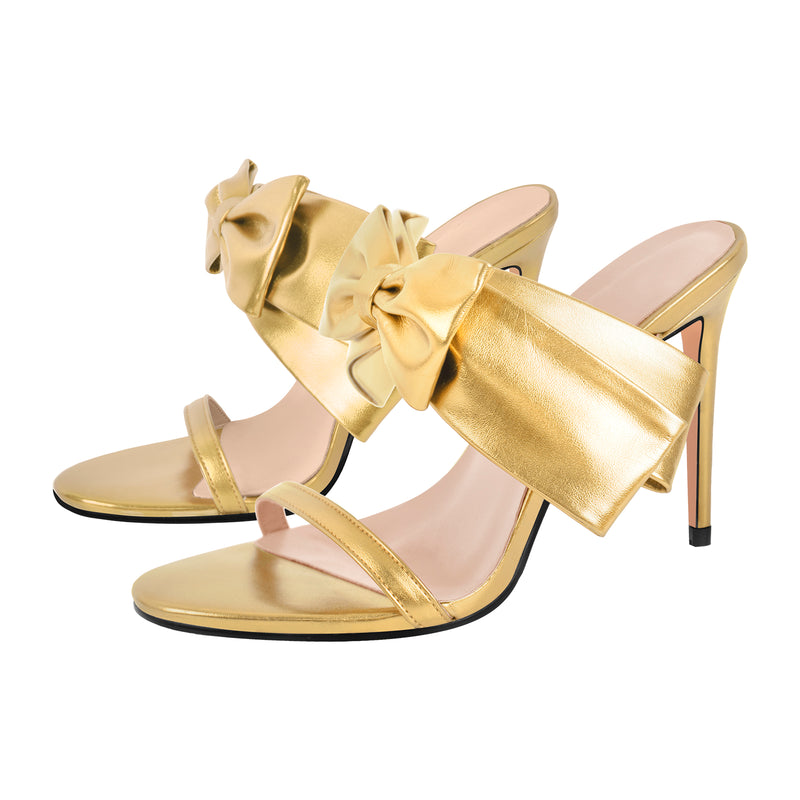 Open Toe Strap Bow Stiletto Sandals