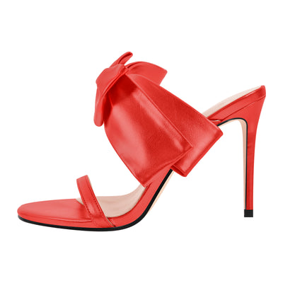 Open Toe Strap Bow Stiletto Sandals