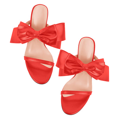 Open Toe Strap Bow Stiletto Sandals